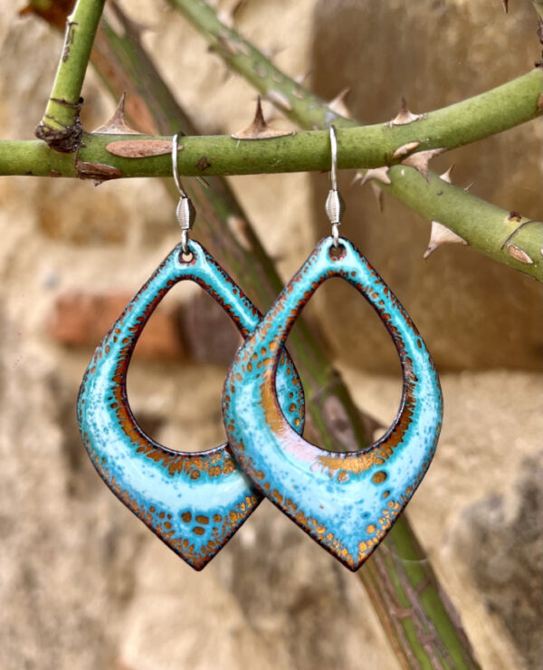 Boucles d'oreilles en émail sur cuivre, fait main en France - émaux sur cuivre