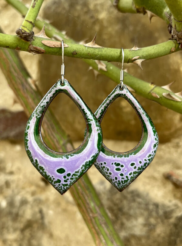 Boucles d'oreilles en émail sur cuivre, fait main en France - émaux sur cuivre