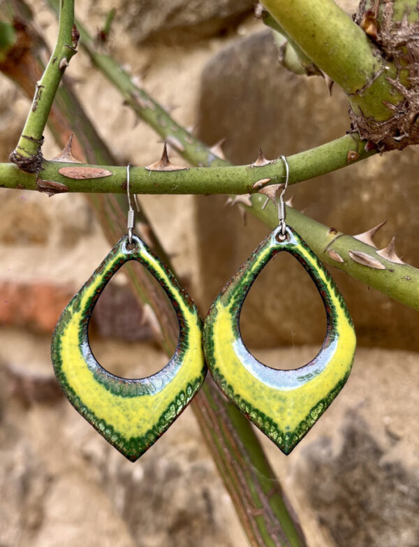Boucles d'oreilles en émail sur cuivre, fait main en France - émaux sur cuivre