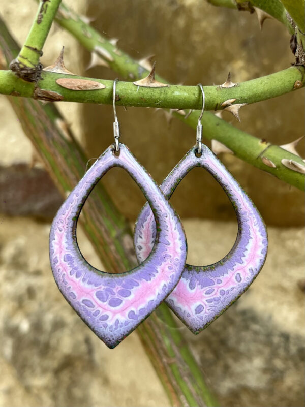 Boucles d'oreilles en émail sur cuivre, fait main en France - émaux sur cuivre