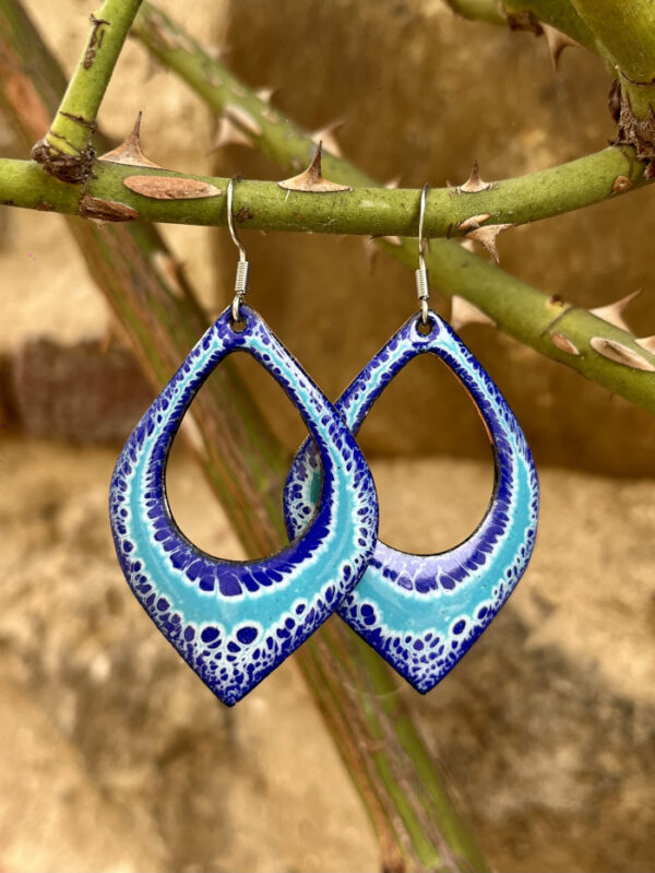 Boucles d'oreilles en émail sur cuivre, fait main en France - émaux sur cuivre