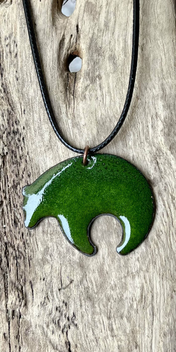 Collier Ours en émail sur cuivre, fait main en France - émaux sur cuivre